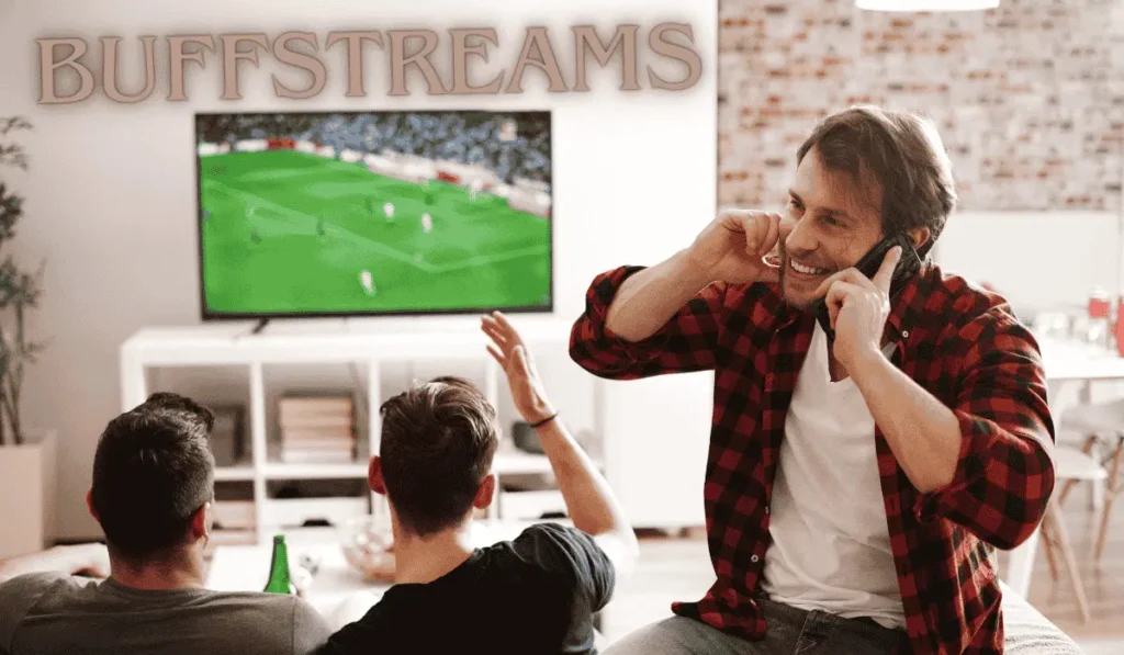 Fans watching football match on Buffstreams online