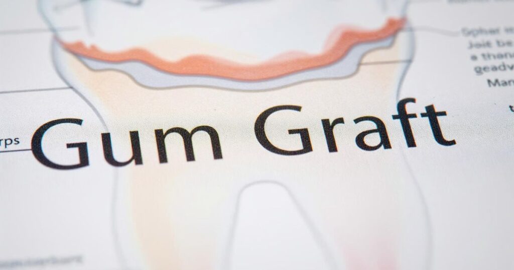 Patient undergoing gum graft surgery by a periodontist specialist to treat receding gums and restore healthy gum tissue