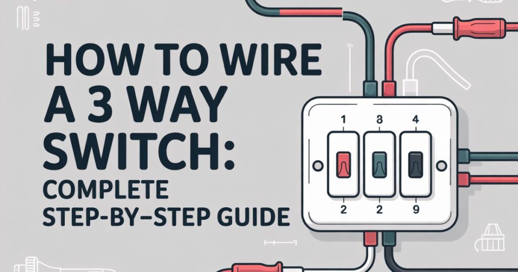Step-by-step guide showing how to wire a 3 way switch with traveler and common terminals