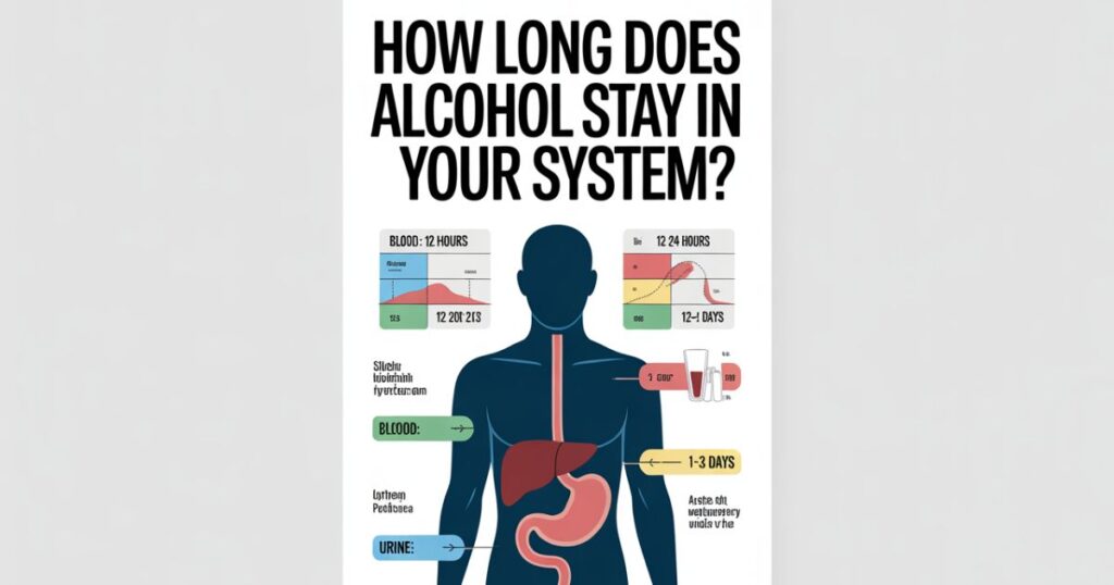 Illustration showing how long alcohol stays in your system