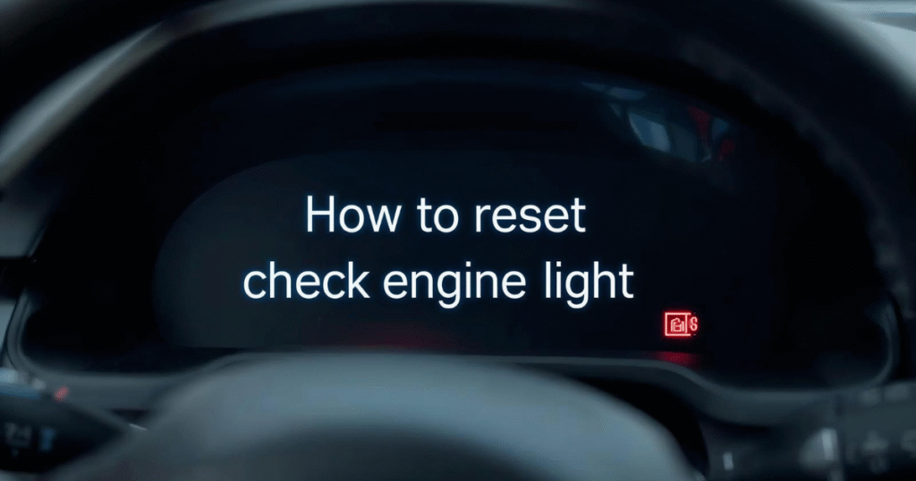 Car dashboard showing check engine light warning symbol