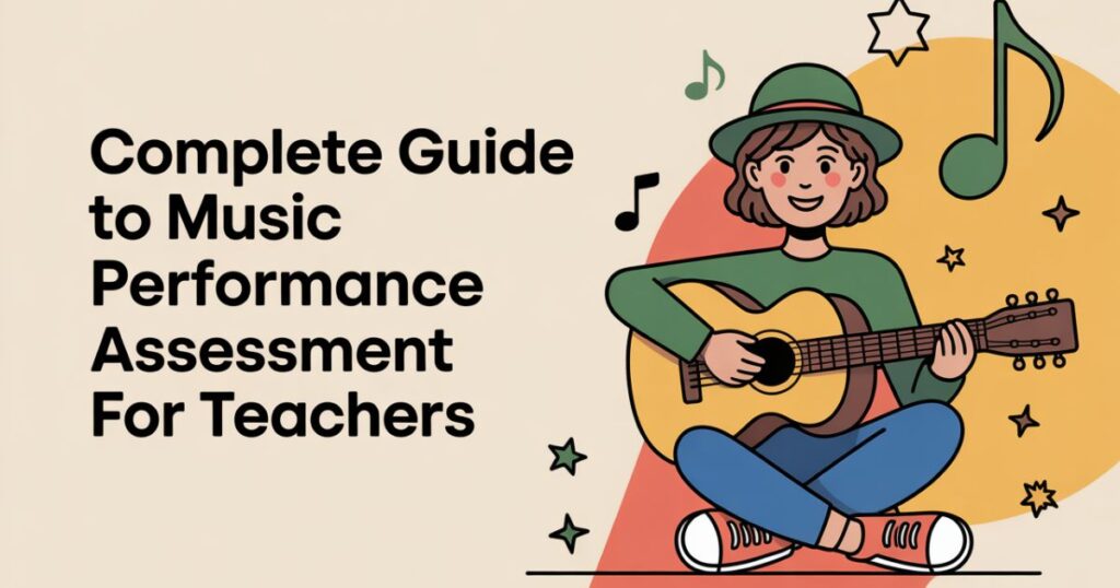 Teacher evaluating student music performance with rubric