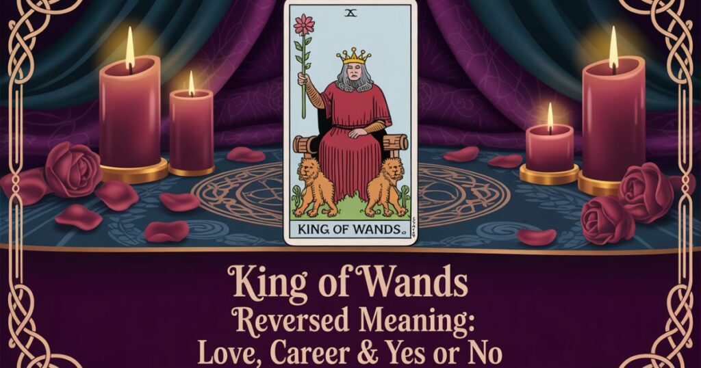 King of Wands Reversed Tarot Card showing misdirected fire energy