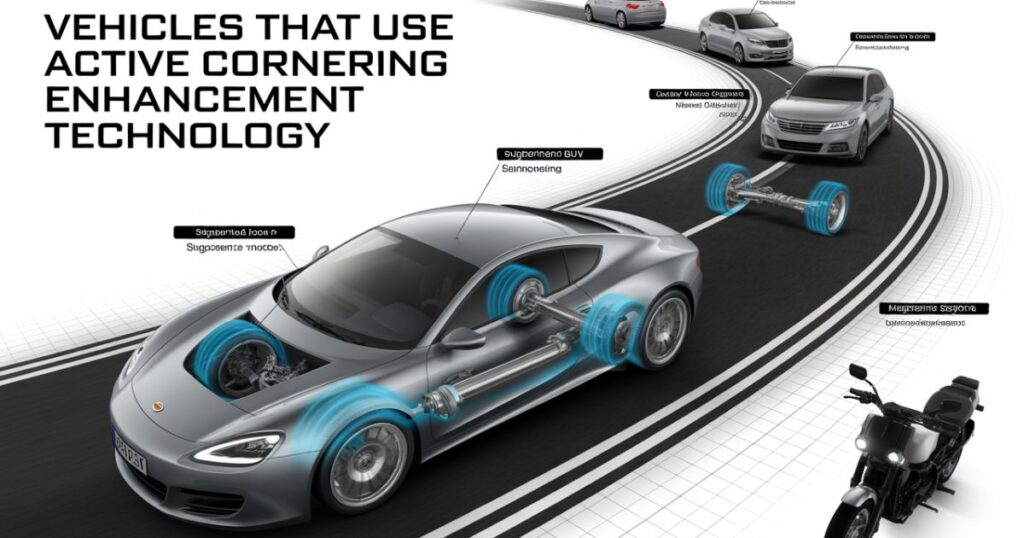 Vehicles with Active Cornering Enhancement (ACE) technology showing improved handling, sharper cornering, and enhanced stability